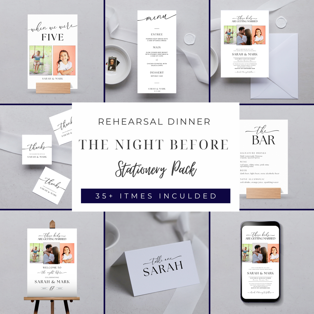 These Kids Are Getting Married Rehearsal Dinner Stationery Pack | Editable Canva Templates