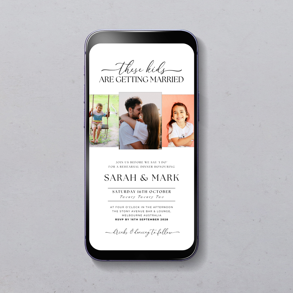 These Kids Are Getting Married Rehearsal Dinner Stationery Pack | Editable Canva Templates