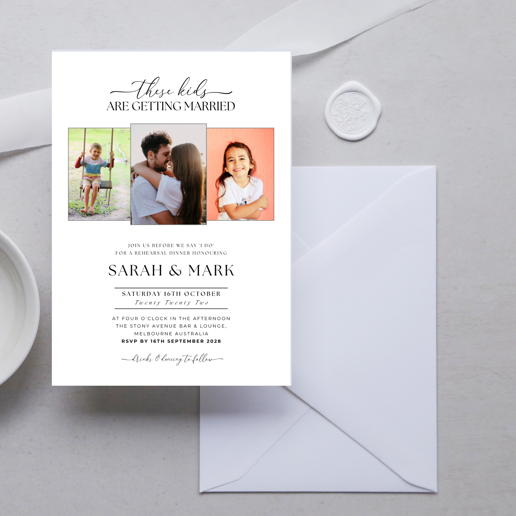 These Kids Are Getting Married Rehearsal Dinner Stationery Pack | Editable Canva Templates